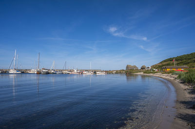 Summer day at hammeren harbour, bornholm, denmark