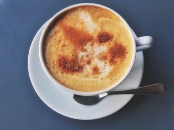 High angle view of coffee on table