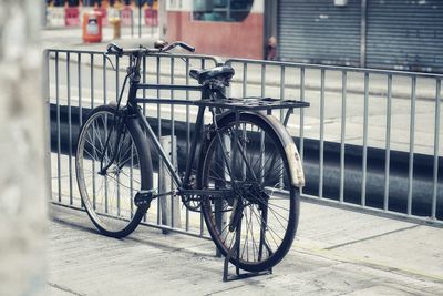 Bicycles parked on street