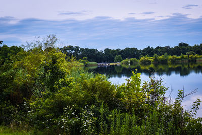 Scenic view of lake against sky