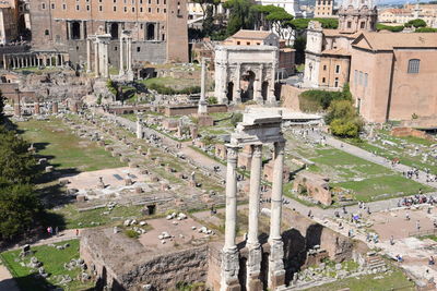 High angle view of old ruin building