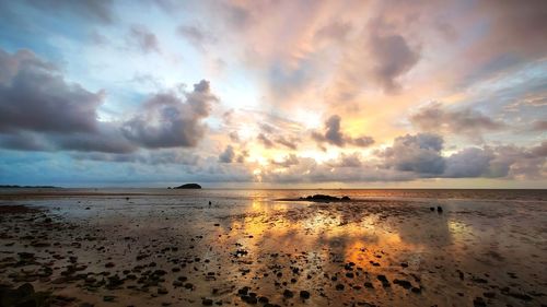 Scenic view of sea during sunset