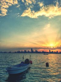 Scenic view of sea at sunset