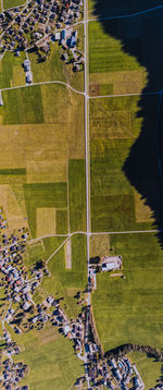 High angle view of soccer field