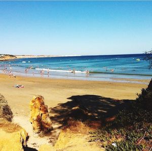 Scenic view of sea against clear sky