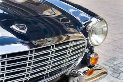 High angle view of vintage car in city