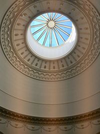 Low angle view of skylight in building