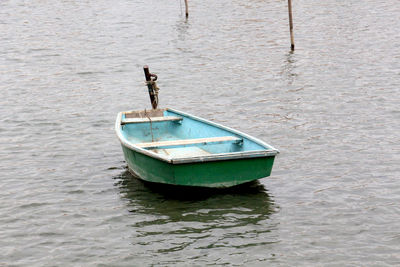 Boat moored on sea