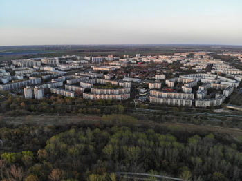 High angle view of townscape against sky