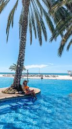 Scenic view of sea against sky on the coche island in venezuela in sunsol punta blanca