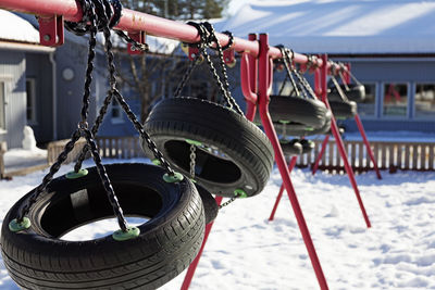 Swings suspended for the winter