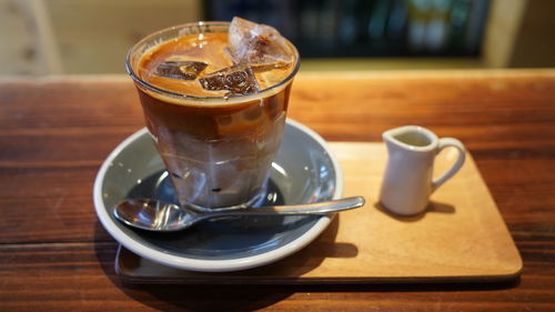 Coffee cup on table