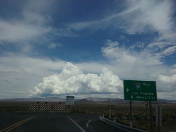 Road against cloudy sky