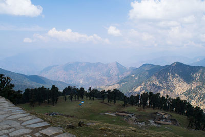 Panoramic view of landscape and mountains against sky