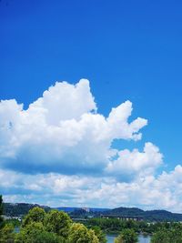 Scenic view of landscape against blue sky