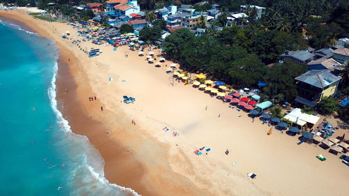 High angle view of people on beach