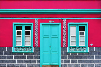 Closed door of building