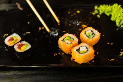 Close-up of sushi on plate