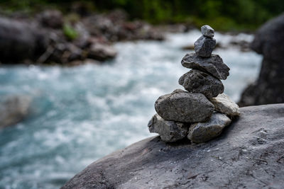 Stack of stones on shore