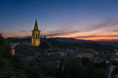 Sunset over the medieval town spoleto umbria italy
