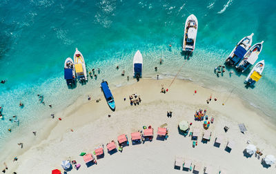 High angle view of people at beach