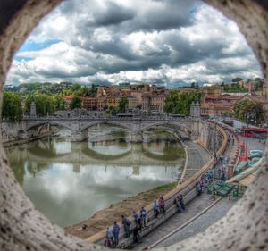 View of bridge against cloudy sky