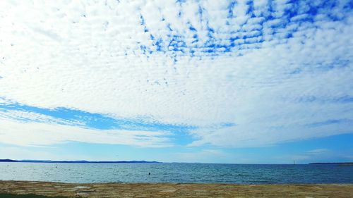 Scenic view of sea against cloudy sky