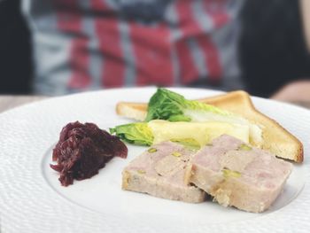 Close-up of food in plate on table