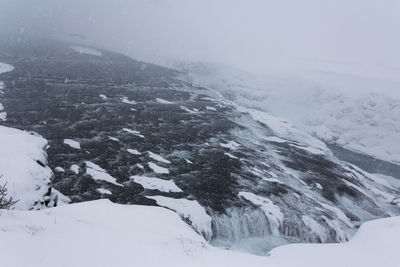 Scenic view of snow covered land