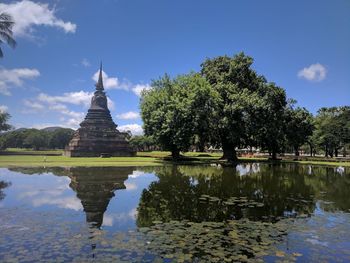 Reflection of temple in lake