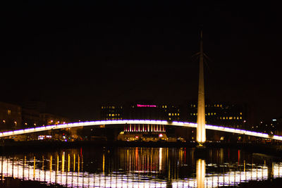 Bridge over river at night