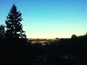 View of buildings against clear sky