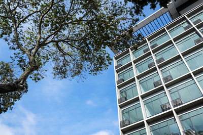 Low angle view of modern building against sky