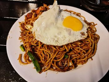 High angle view of meal served in plate