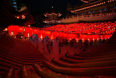 Illuminated traditional building at night