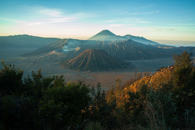 Scenic view of mountain range against sky