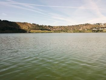 Scenic view of lake against sky