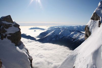 Scenic view of snowcapped mountain against sky