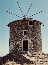 Low angle view of old building against sky