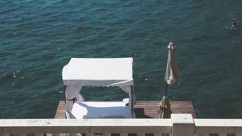 High angle view of pier over sea