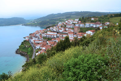 High angle view of townscape against sky