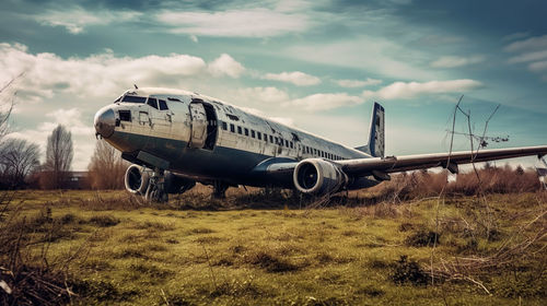 Airplane on field