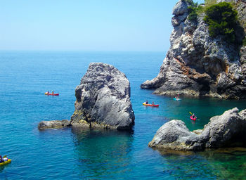 Scenic view of sea against clear sky