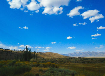 Scenic view of landscape against cloudy sky