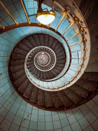 Directly below shot of spiral staircase