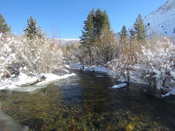 Scenic view of river against sky during winter