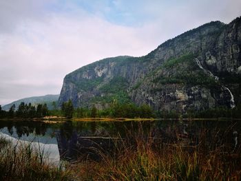 Scenic view of lake and mountains