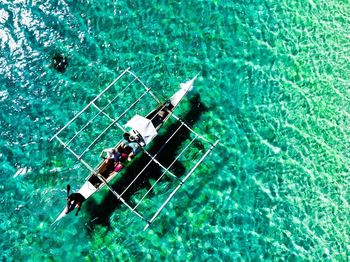 High angle view of people in swimming pool