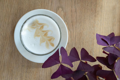 Close-up of coffee served on table