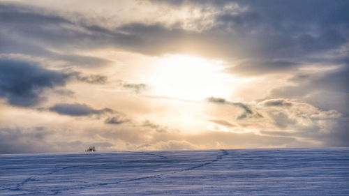 Scenic view of sea against sky during winter